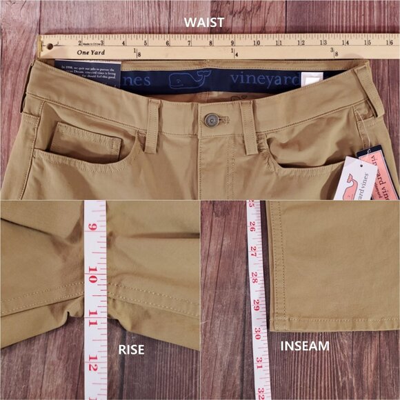 NWT Vineyard Vines Performance Mens Size 30X30 Ridge Khaki 5 Pocket Pants $92.99 - Picture 16 of 16